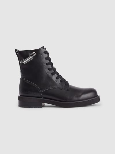 Calvin Klein Cipők HU672143 | Calvin Klein Bőr Női Bokacsizma Fekete